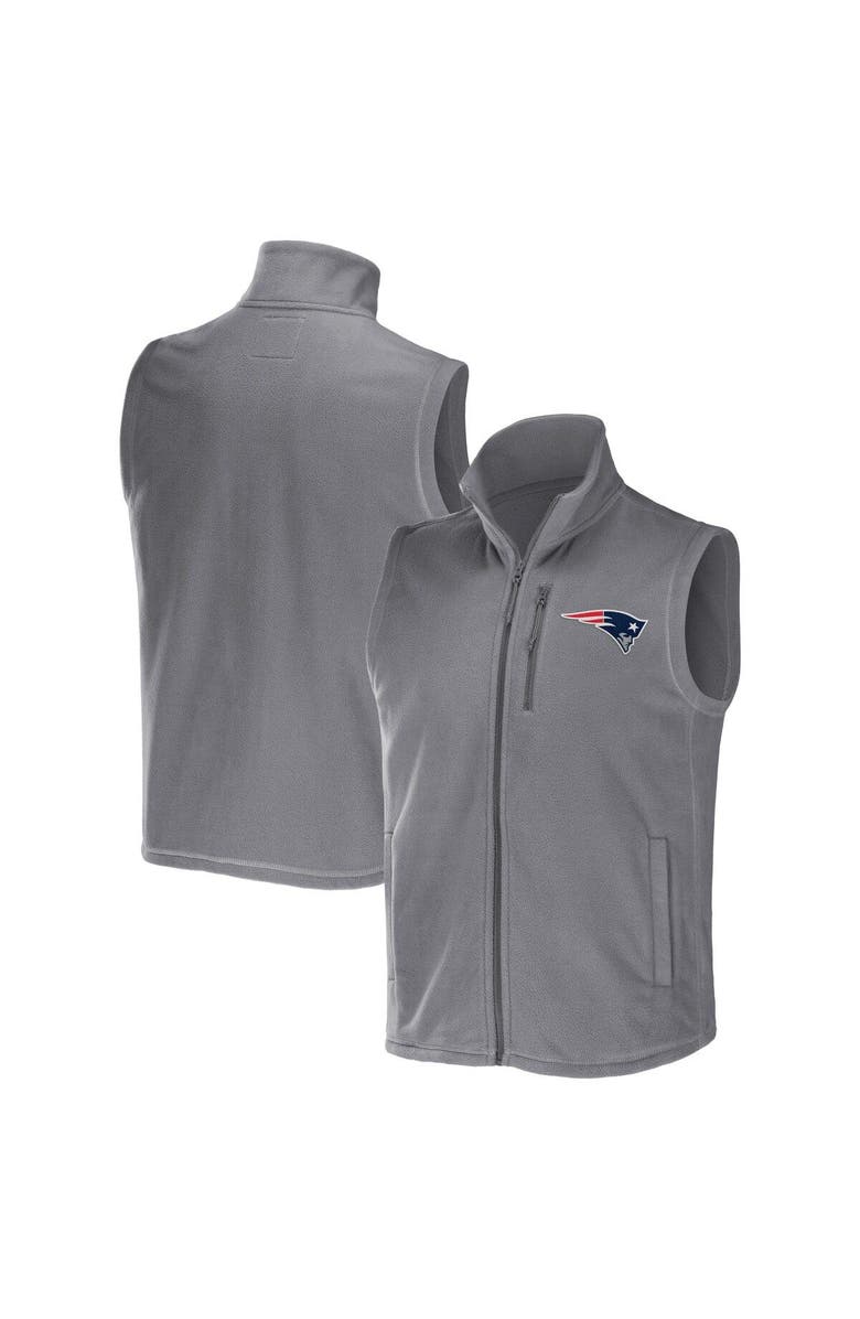 NFL X DARIUS RUCKER Men's NFL x Darius Rucker Collection by Fanatics Gray New England Patriots Polar Fleece Full-Zip Vest, Main, color, 