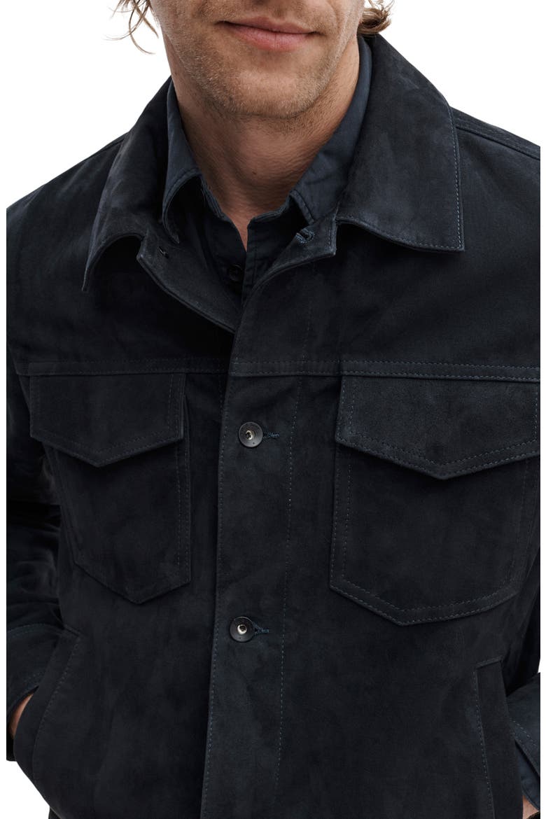Suede Trucker Jacket, Alternate, color, NAVY