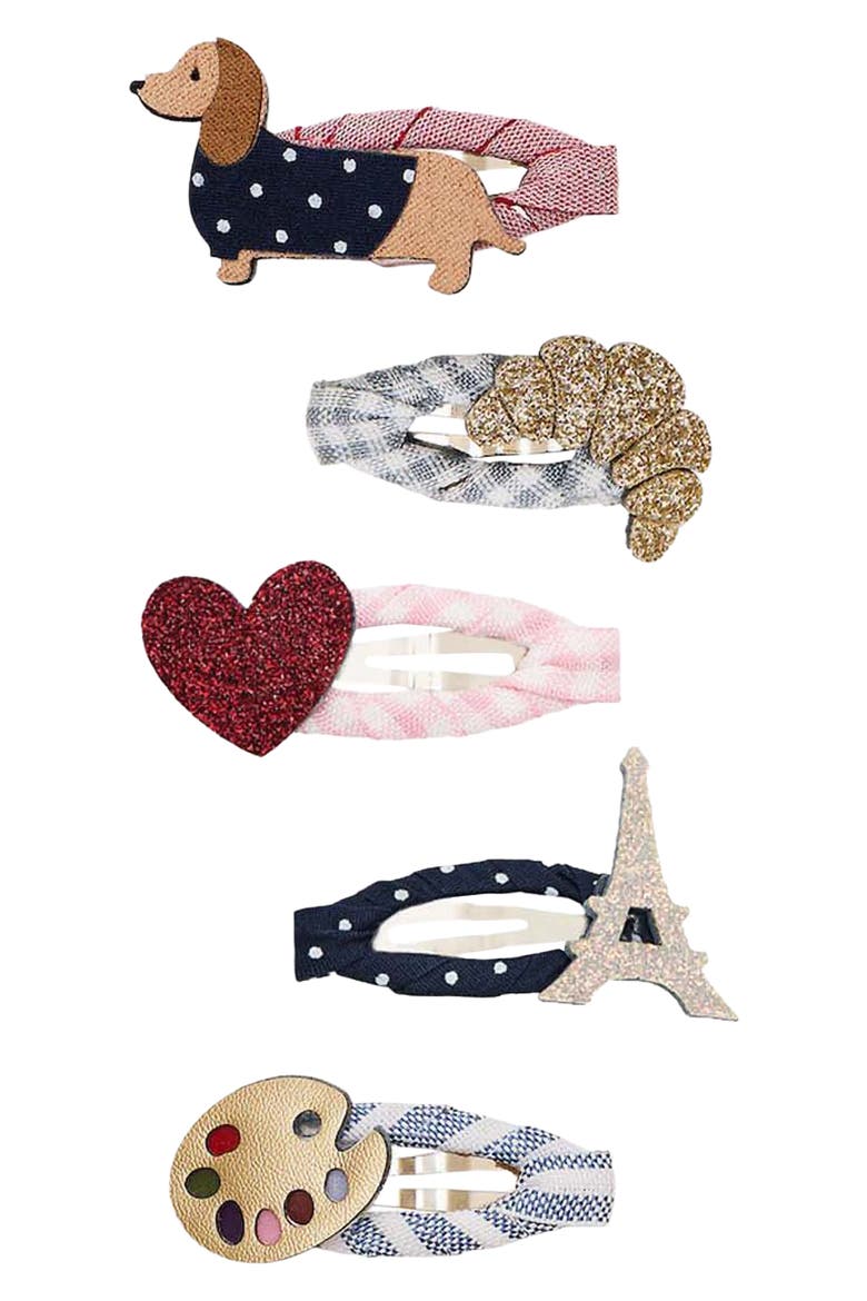 Kids' Paris Assorted 5-Pack Mini Hair Clips, Main, color, GOLD