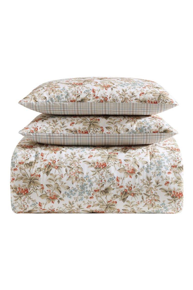 Cotton 3-Piece Comforter & Sham Quilt Set, Main, color, PERSIMMON/ WHEAT
