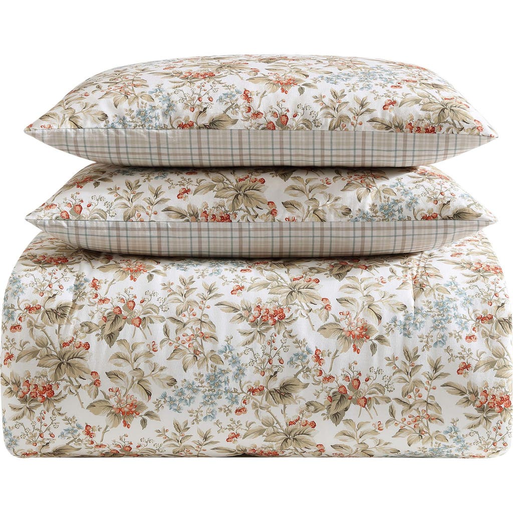 Laura Ashley 3-piece Comforter & Sham Quilt Set In Persimmon/wheat