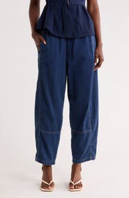 MAX STUDIO Pique Barrel Leg Ankle Pants