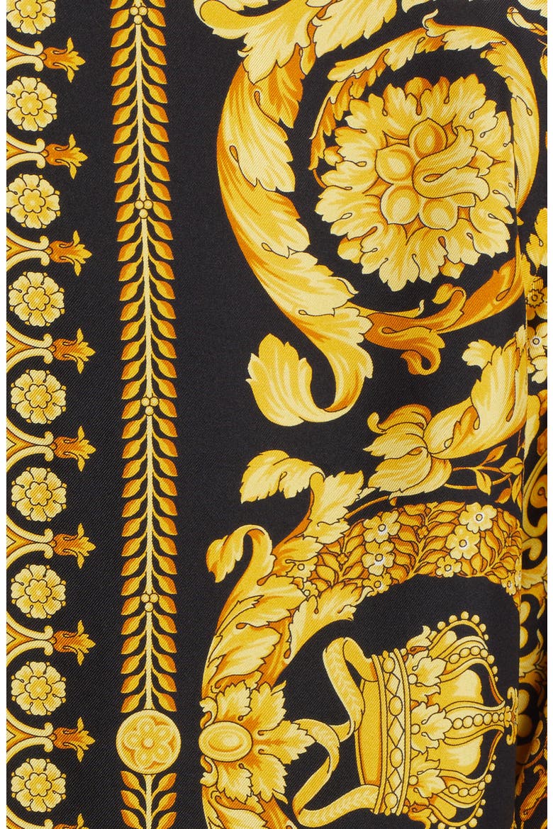 Barocco Silk Button-Up Shirt, Alternate, color, BLACK GOLD