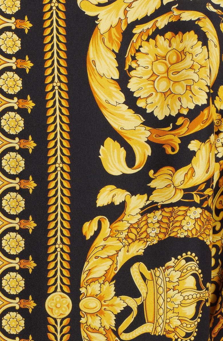 Versace Barocco Silk Button-Up Shirt, Alternate, color, Black Gold