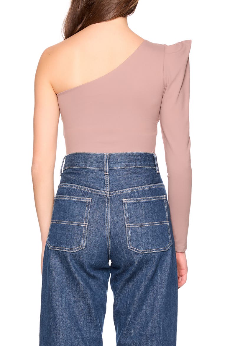 Pleated One-Shoulder Knit Top, Alternate, color, COCO