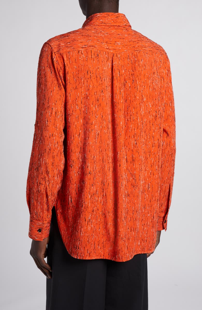 Bottega Veneta Texture Stripe Button-Up Shirt, Alternate, color, Tulip/ Black/ White