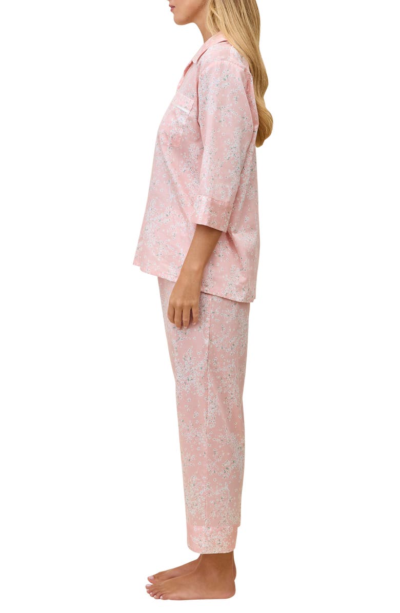 Papinelle Cheri Blossom Crop Cotton Sateen Pajamas, Alternate, color, Pink