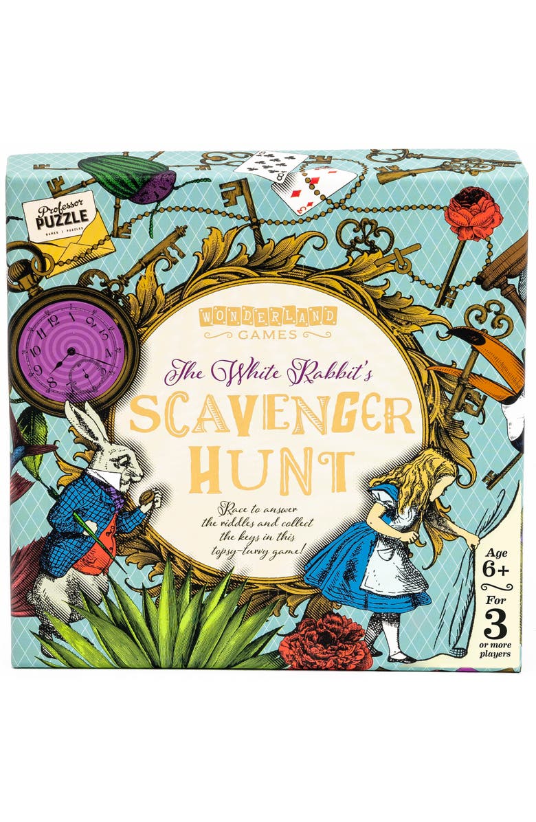 Professor Puzzle White Rabbit's Scavenger Hunt Wonderland Game Riddles Keys 6+, Alternate, color, Multicolored