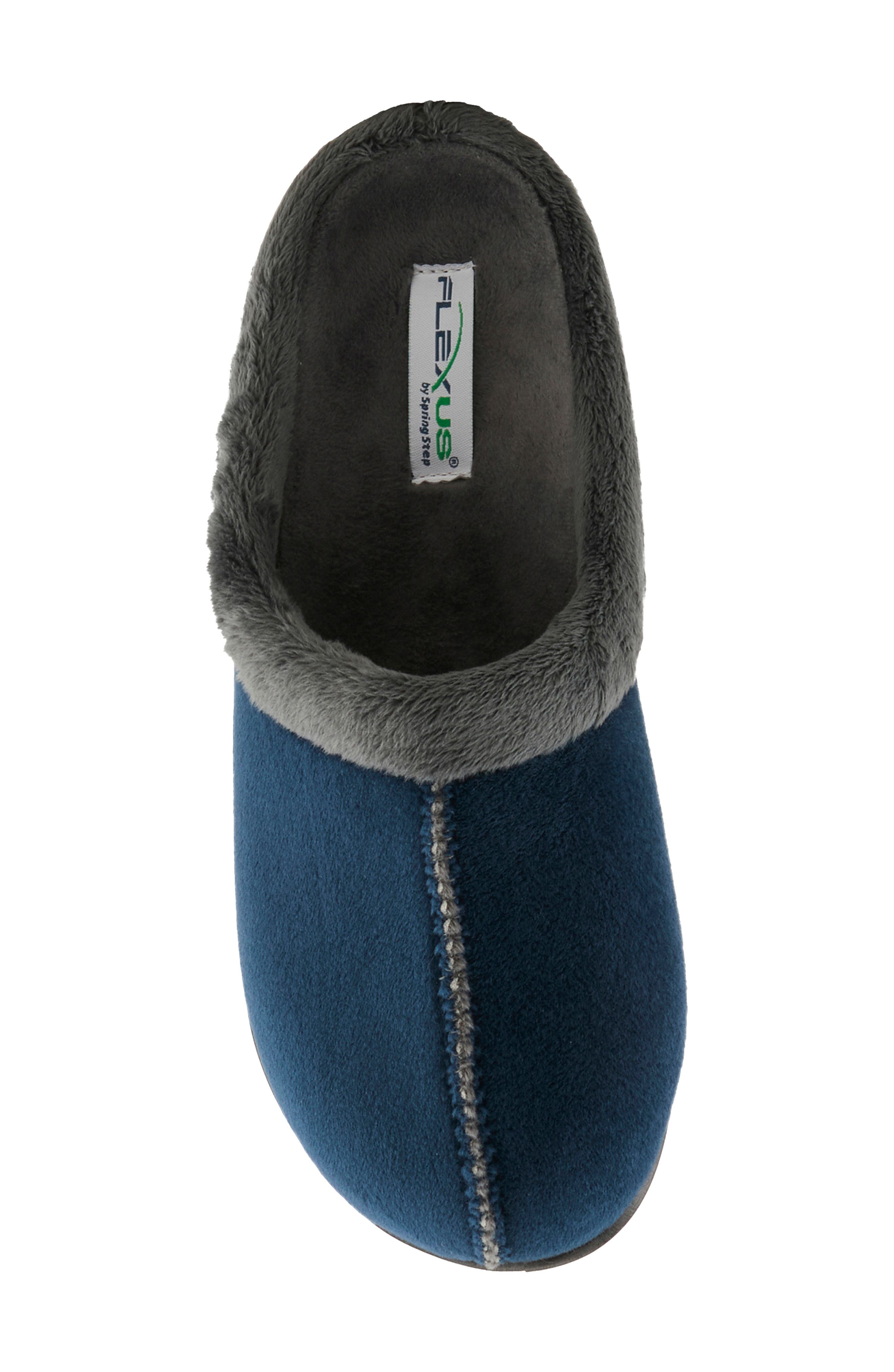Aushana Faux Fur Mule Slipper, Alternate, color, NAVY MULTI