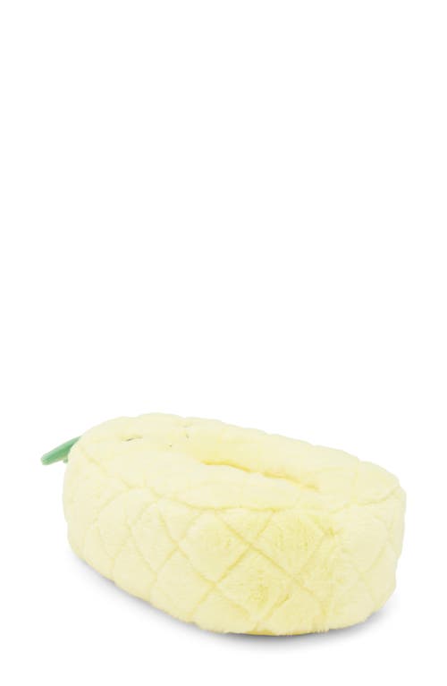 Rainbow Daze Pineapple Faux Fur Slipper In Yellow