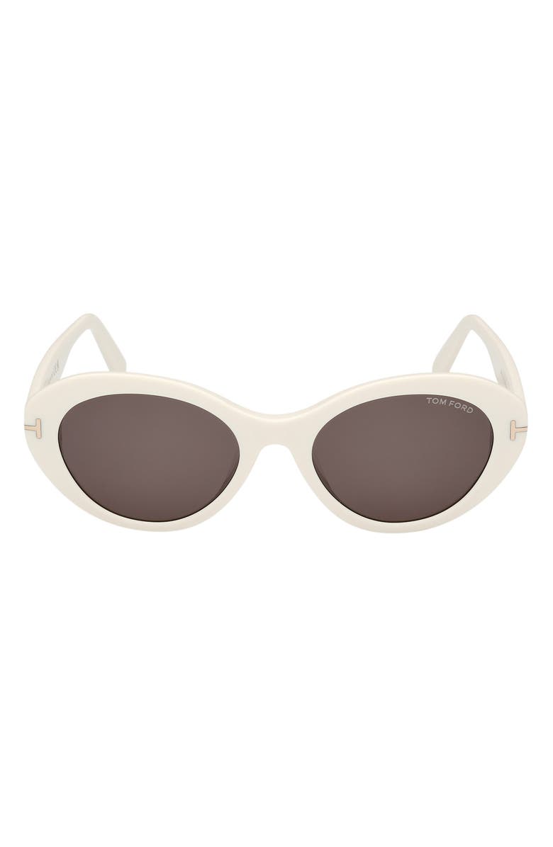 TOM FORD 53mm Oval Sunglasses, Main, color, Ivory / Smoke