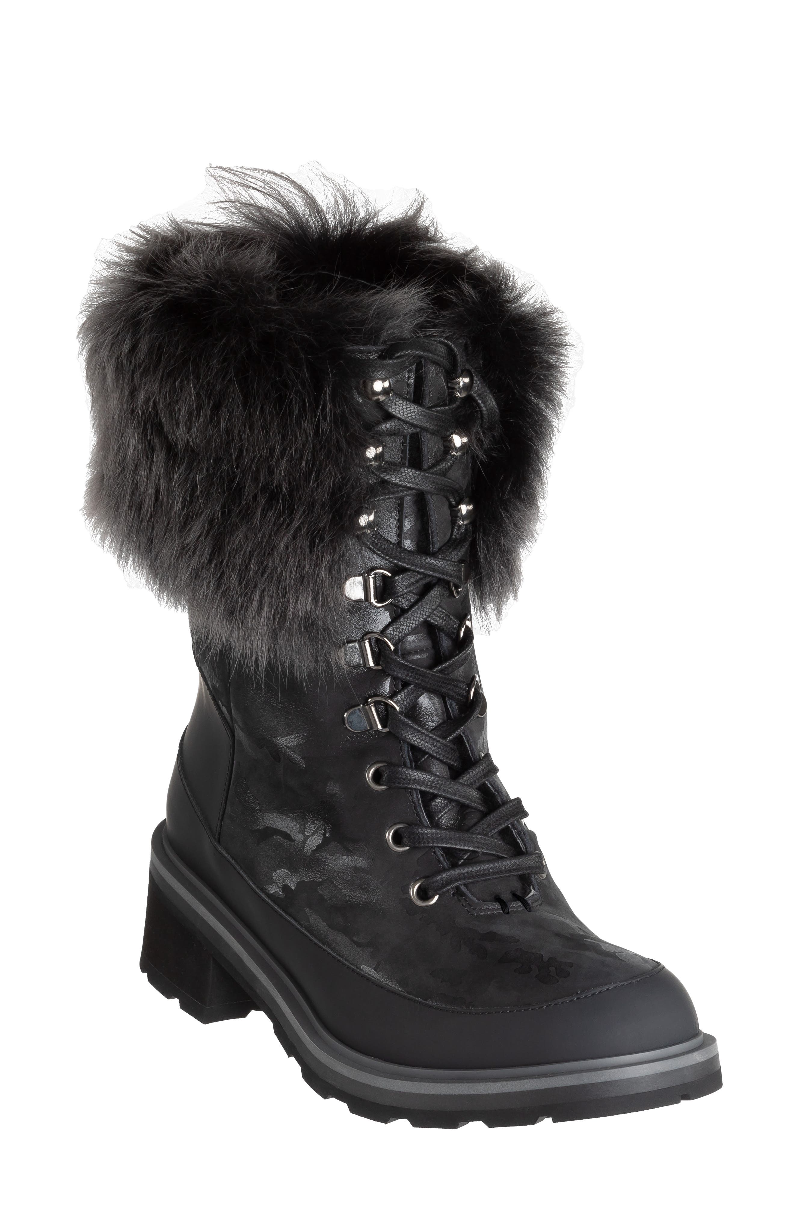 Ross & Snow Chiara Genuine Shearling Cuff Leather Boot, Main, color, 