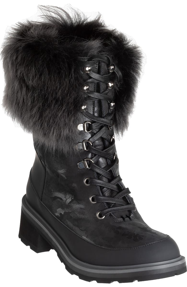 Ross & Snow Chiara Genuine Shearling Cuff Leather Boot, Main, color,