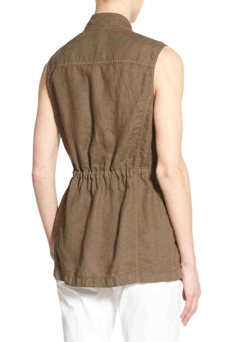 Linen Utility Vest, Alternate, color, OLIVE TARMAC