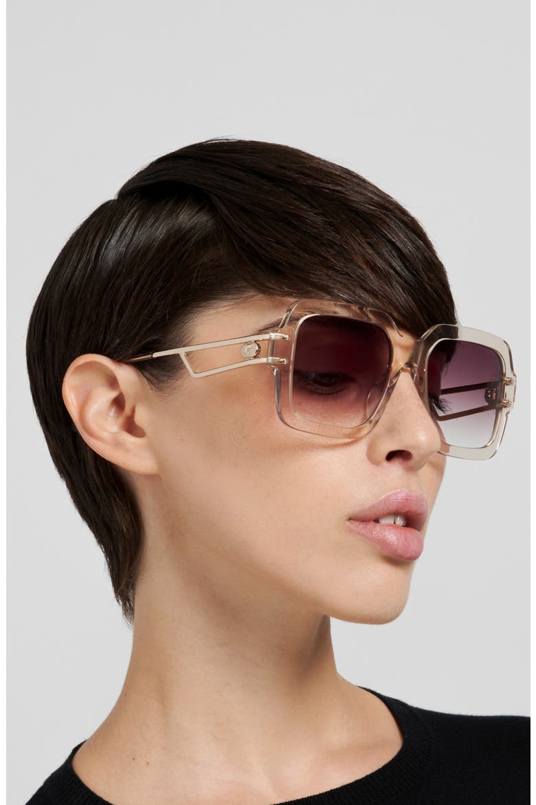 3104/S 55mm Gradient Square Sunglasses, Alternate, color, BEIGE/ BURGUNDY