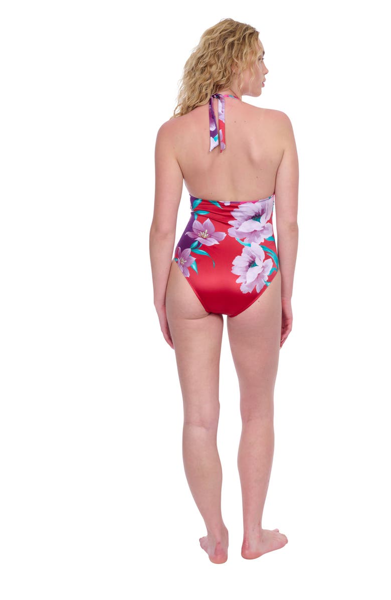 Gottex Bella Rose Cherry Halter One Piece Swimsuit, Alternate, color, 