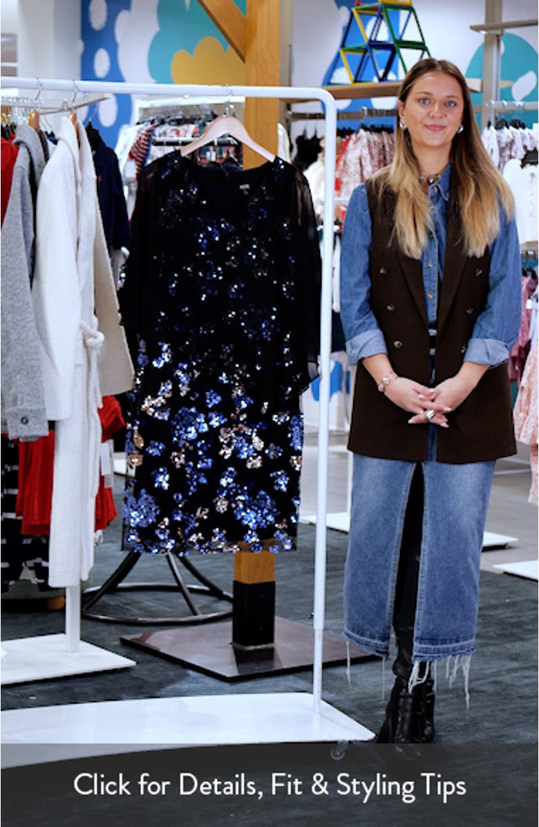 Chiffon Capelet Floral Sequin Cocktail Dress, sales video thumbnail