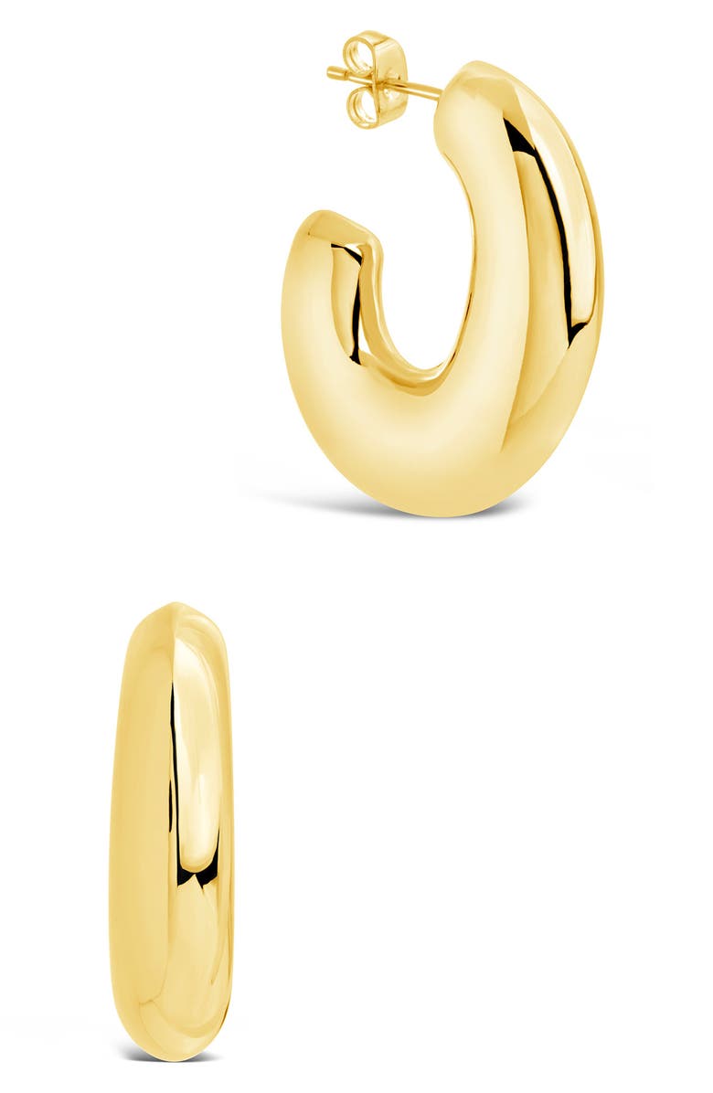 Sterling Forever Avril Hoop Earrings, Main, color, Gold