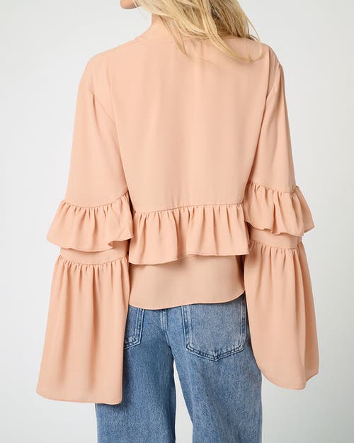 Weworewhat Ruffle Tie Front Top In Almond
