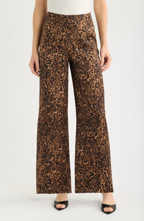 Leopard Print Wide Leg Pants