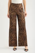 Tahari ASL Leopard Print Wide Leg Pants