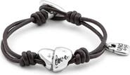 UNODE50 Leather bracelet with sterling silver-plated heart