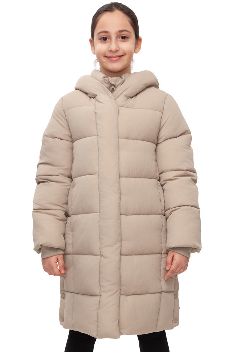 Kids' Knee Length Puffer Coat, Main, color, Beige