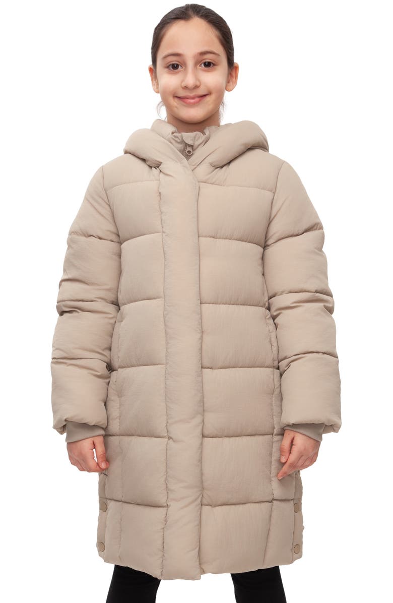 Rokka&Rolla Kids' Knee Length Puffer Coat, Main, color, Beige