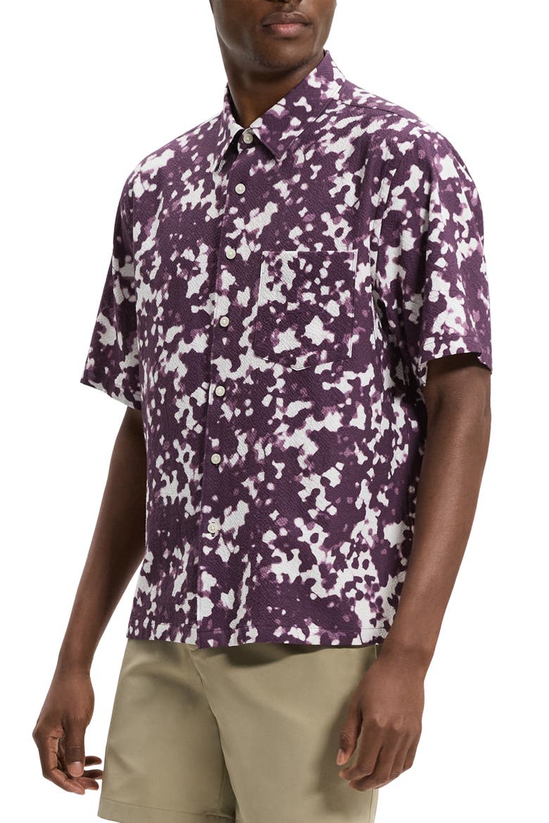 Weekend Short Sleeve Seersucker Button-Up Shirt, Main, color, GRAPEVINE MULTI