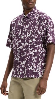 Theory Weekend Short Sleeve Seersucker Button-Up Shirt