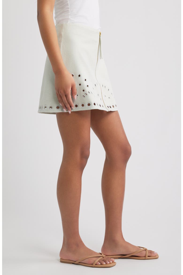 Adelaide Eyelet Cotton Twill Miniskirt, Alternate, color, SKYWRITING