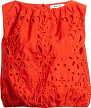 Madewell Embroidered Sleeveless Poplin Bubble Top