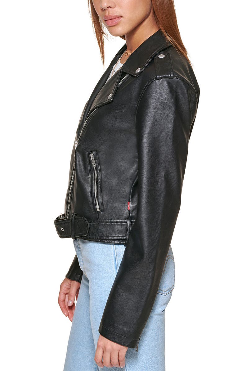 Levi's<sup>®</sup> Faux Leather Fashion Belted Moto Jacket, Alternate, color, Black Black