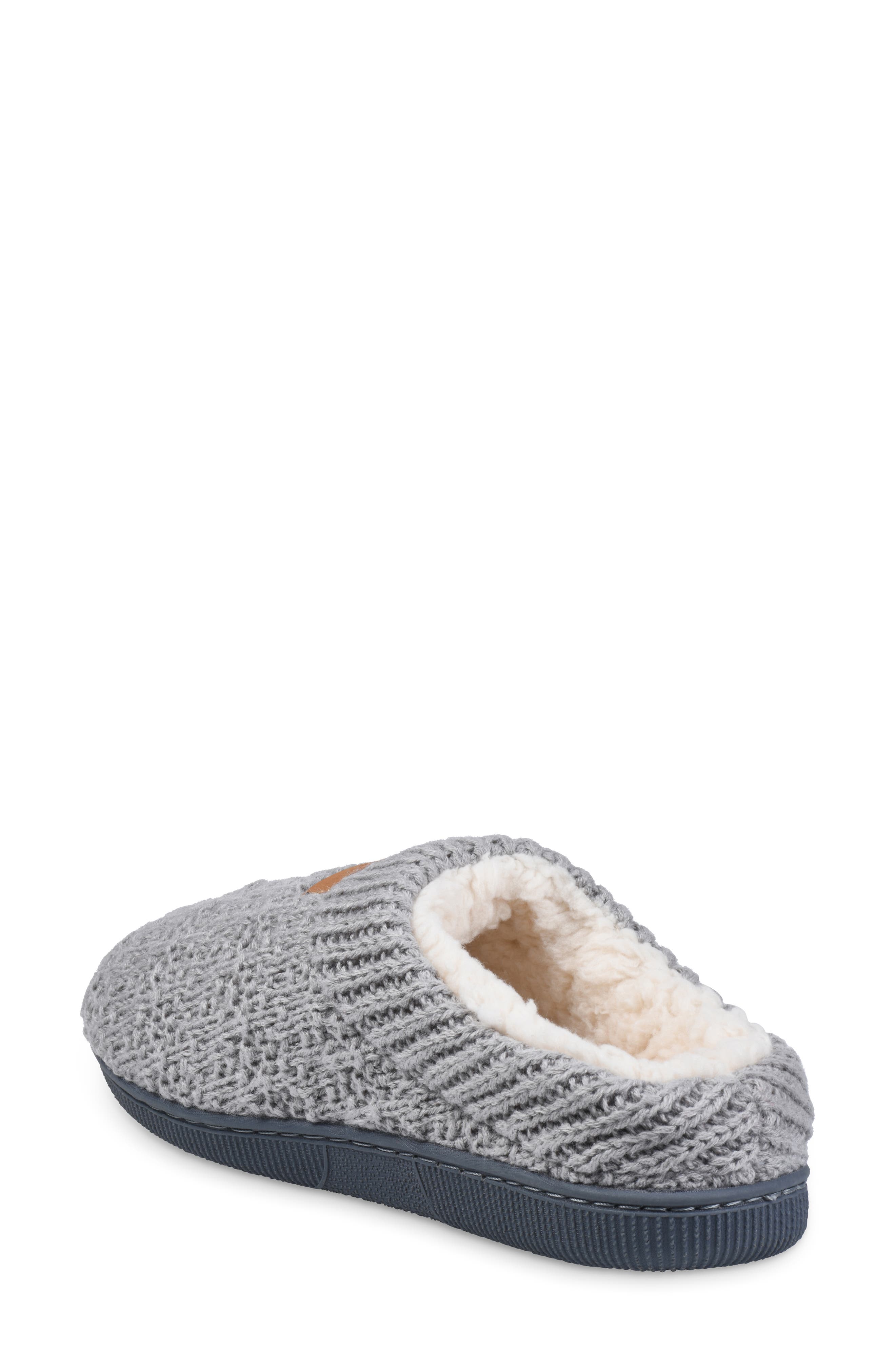 Textured Knit Faux Shearling Lined Slipper, Alternate, color, GREY