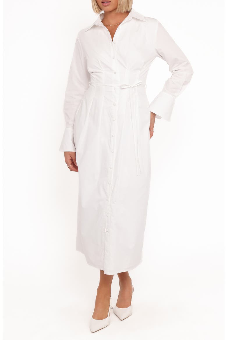 Alexander Long Sleeve Cotton Midi Shirtdress, Main, color, IVORY