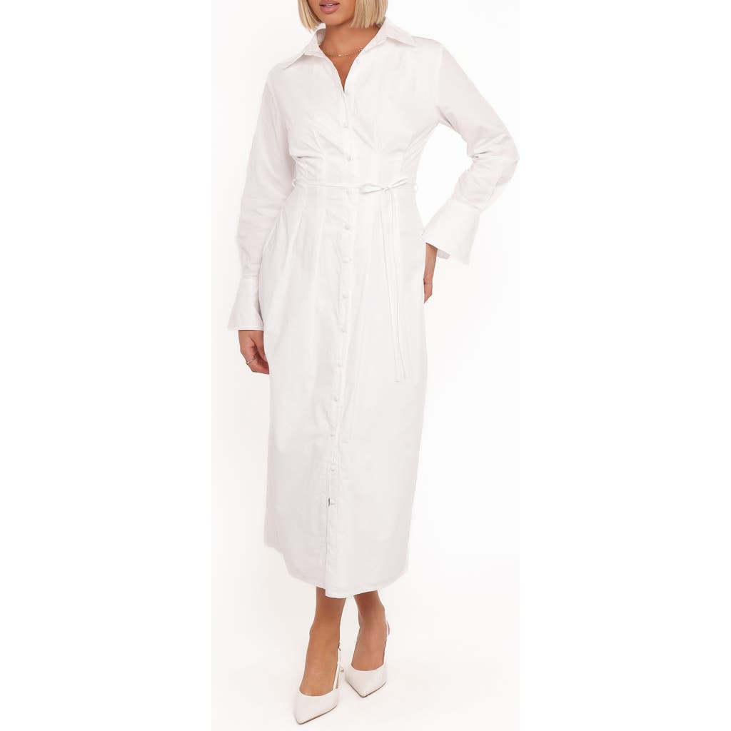Petal And Pup Petal & Pup Alexander Long Sleeve Cotton Midi Shirtdress In White