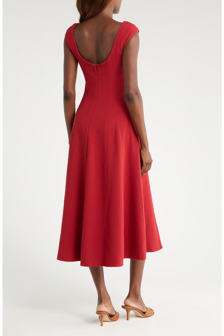 Cap Sleeve Midi Dress, Alternate, color, ROUGE