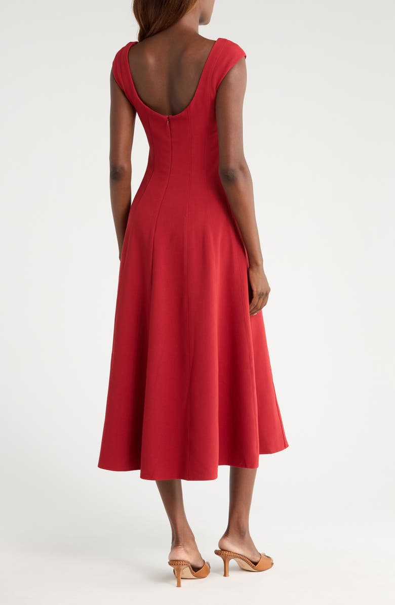 STAUD Cap Sleeve Midi Dress, Alternate, color, Rouge