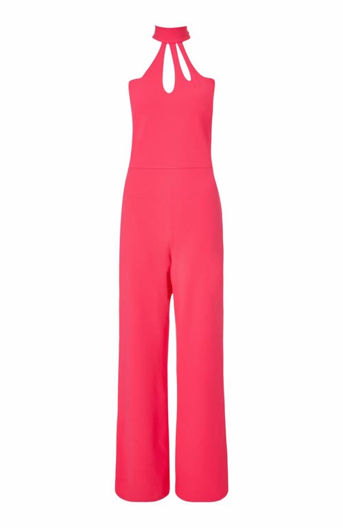 Quiz Scuba Crepe Halterneck Jumpsuit In Magenta