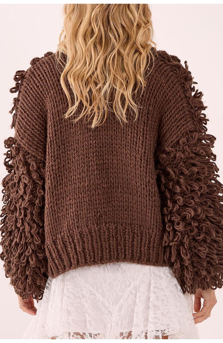 NASTY GAL Chunky Loop Yarn Knitted Cardigan, Alternate, color, Chocolate