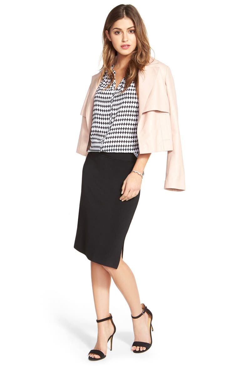 Crop Leather Jacket, Alternate, color, PINK PEACH