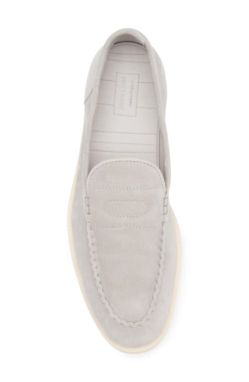 John Lobb Sand Beige Suede Leather Pace Oval Flexi Loafers In Mist