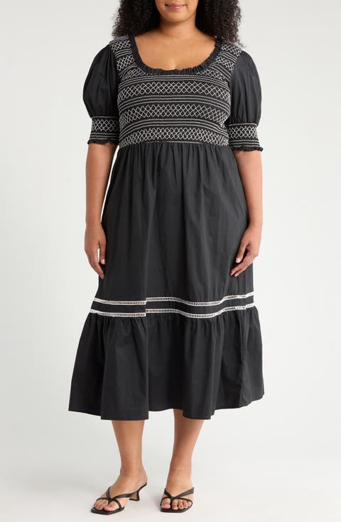 Carlene Smocked Midi Dress (Plus)