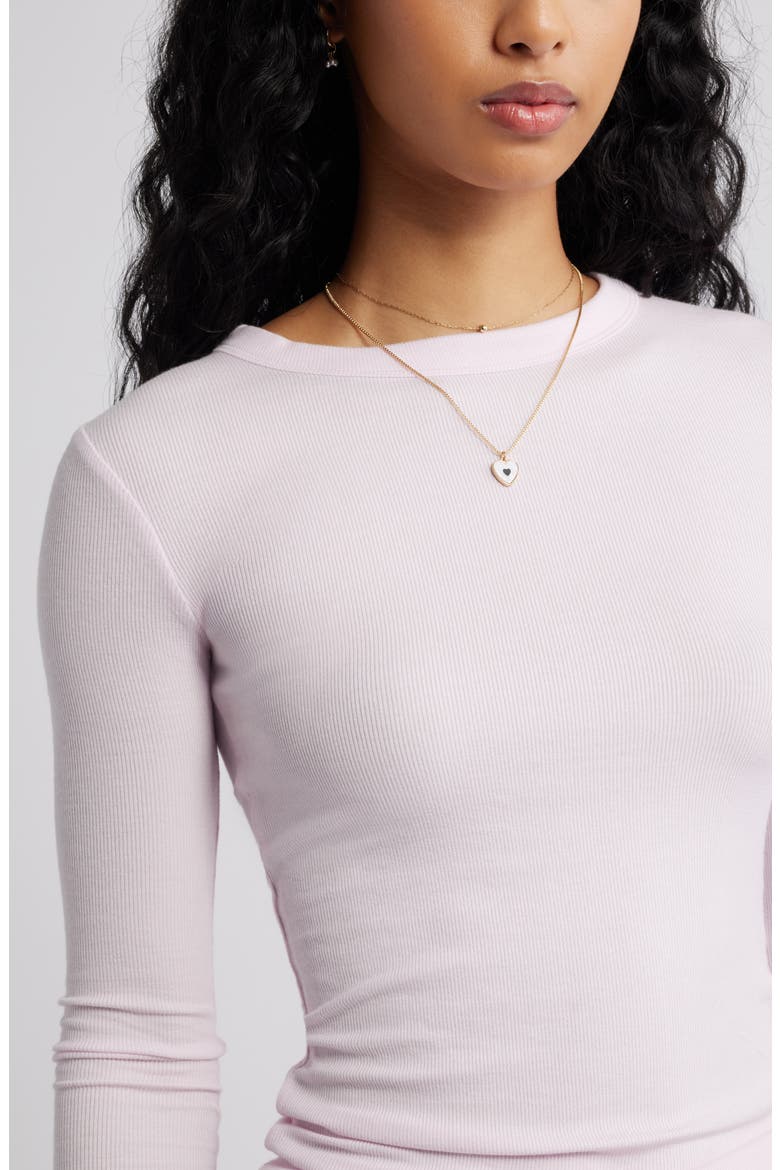 Ribbed Long Sleeve T-Shirt, Alternate, color, PINK SODA