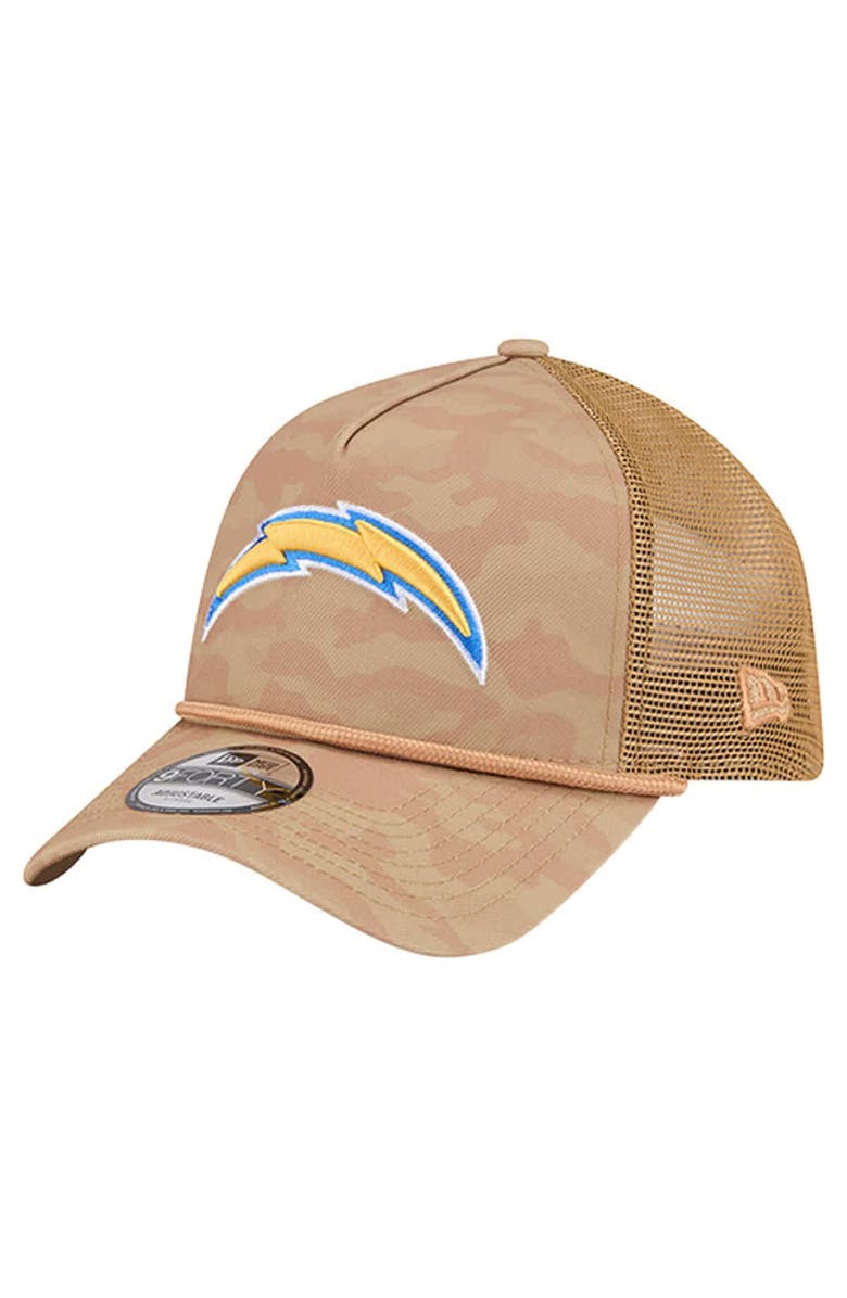 New Era Men's New Era Tan Los Angeles Chargers Wheat Camo 9FORTY Adjustable Hat, Main, color, Tan