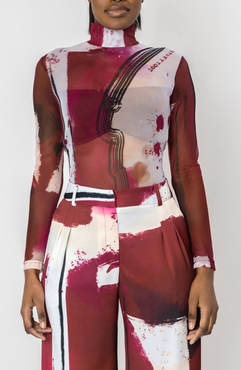 ISRAELLA KOBLA Fresco Sheer Mock Neck Top, Main, color, Sth Print