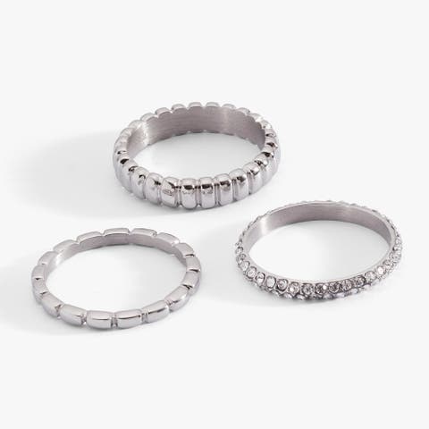 Multi Textured Stacking Ring Set of 3