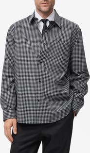 MANGO Relaxed Fit Check Snap-Up Shirt