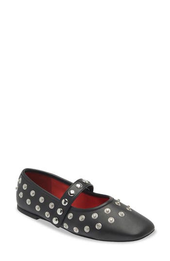 Stella Mccartney Ryder Snap Studded Mary Jane Ballet Flat In Black