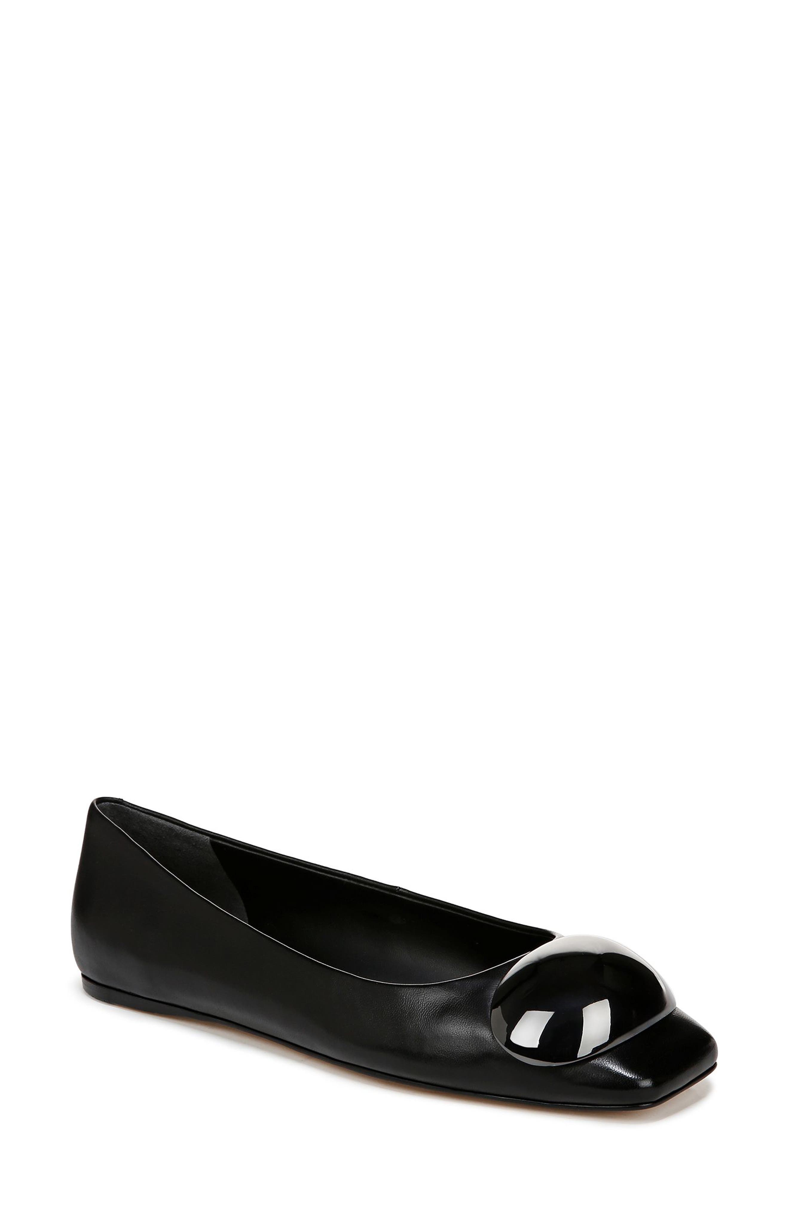 Maya Square Toe Ballet Flat, Main, color, BLACK